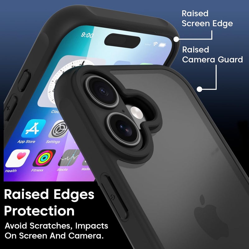Sounce Matte Black Case Cover Compatible with iPhone 17 Premium Shockproof Protection Camera Guard Raised Edges Slim Lightweight Anti-Fingerprint Matte Finish Back Cover Durable Bumper Design (Black) - Image 3