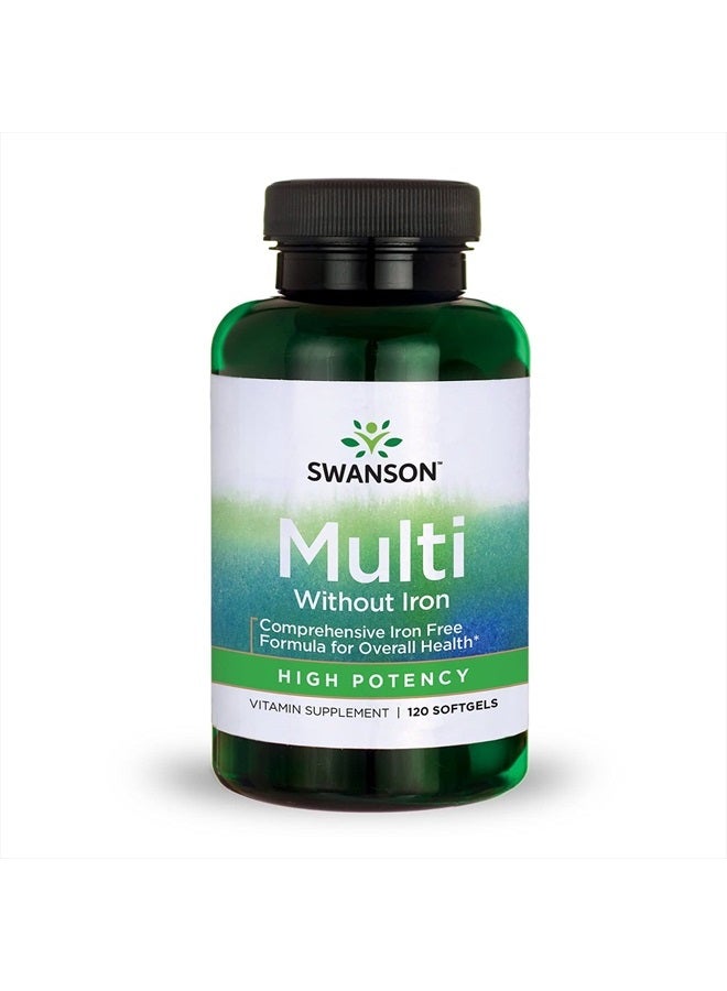 SWANSON Multi Without Iron Multivitamin Health Supplement Iron-Free Formula 120 Softgels Sgels - Image 1
