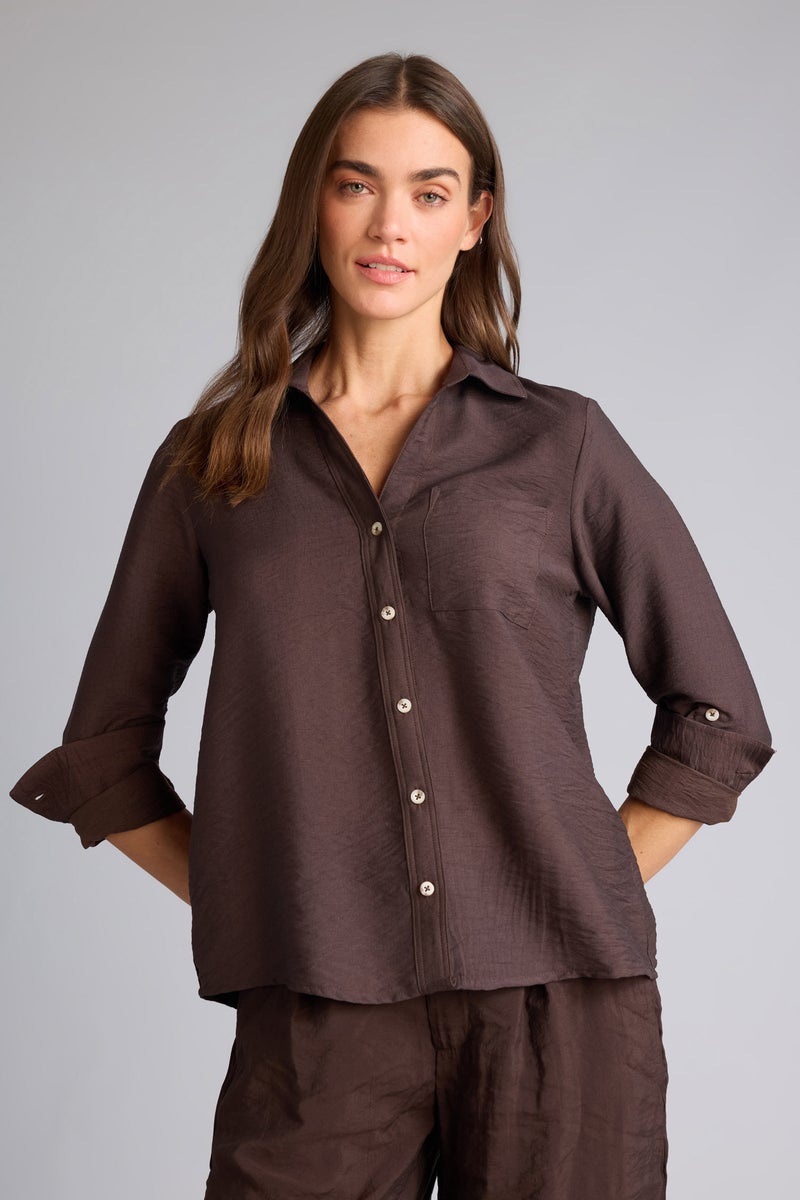 DeFacto Brown Woman Regular Fit Long Sleeve Shirt Casual - Image 3