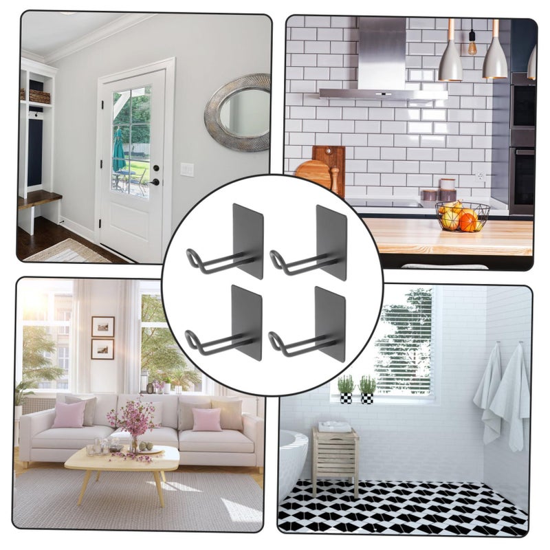4Pcs Stainless Steel Adhesive Coat Hooks No Drilling Wall Hangers for Towels Robes Kitchen Bathroom - Image 5