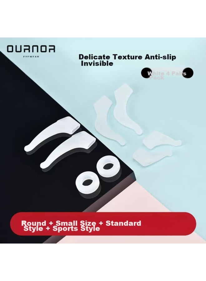 Oona Ouna Gl Anti-slip Retainer, Sports Anti-slip Ear Hooks For Temple Arms, 4 Pairs Of White Trial Pack - Image 1