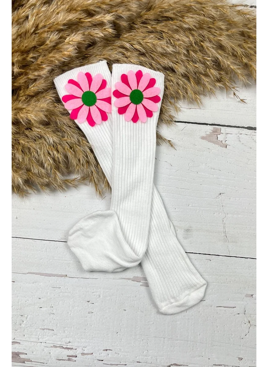 Ada Bebek Çocuk Ada Baby Kid Adabebek Baby Girl Floral Knee Socks