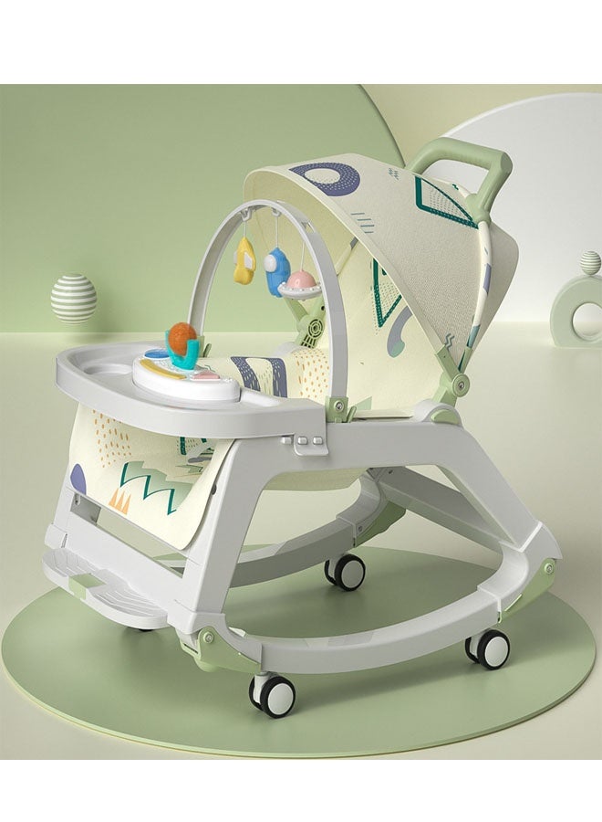 3 in 1 Baby Rocker & Feeding Chair, Baby Rocking Chair for Kids with Soothing Rocking Motion, Adjustable Recline, Removable Food & Toy Tray, Safety Harness, Baby Rocker for Kids 0 to 3 Years