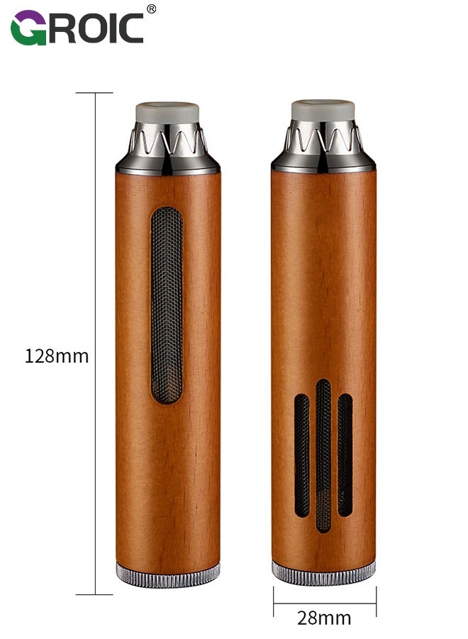GROIC Car Ashtray, Mini Carved Wood Portable Ashtray,Iron Gray Color Engraved Travel Ashtray with Lid, Durable Windproof Pocket Ashtray, Elegant Smoking Accessory, Outdoor Home Office Ashtray, Brown - Image 4