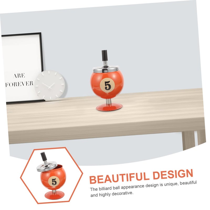 Iron Billiards Shaped Ashtray Small Windproof Automatic Extinguishing Cigarette Tray - Image 4