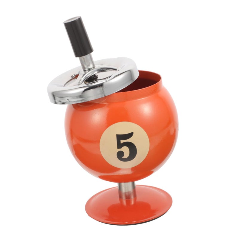 Iron Billiards Shaped Ashtray Small Windproof Automatic Extinguishing Cigarette Tray - Image 2