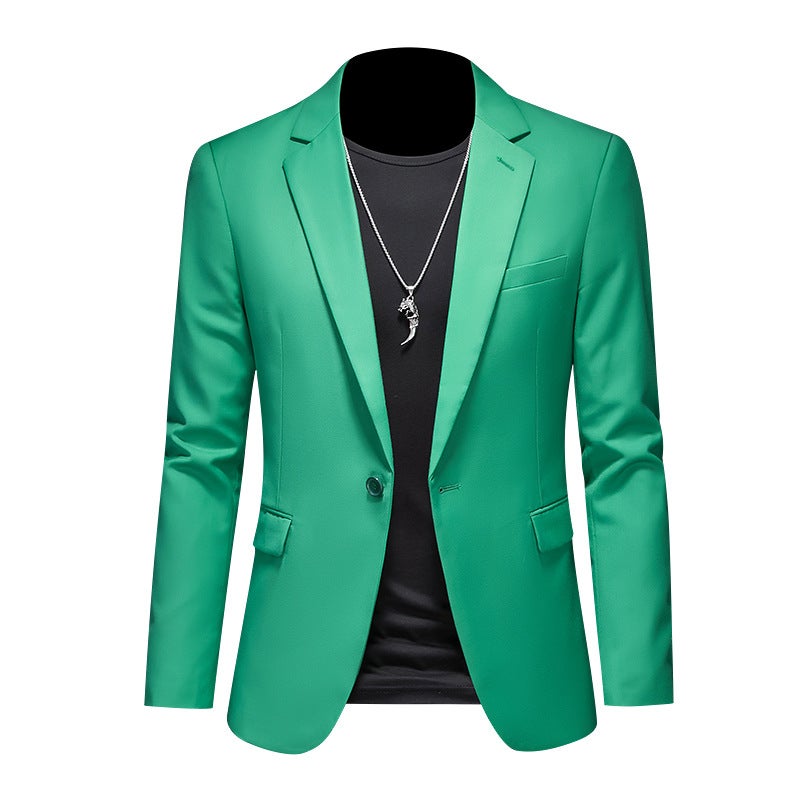 and Cross-Border Export 2023 Spring New Double Slit Men''s Casual Pure Color Suit Jacket Single Top for Men - Image 1