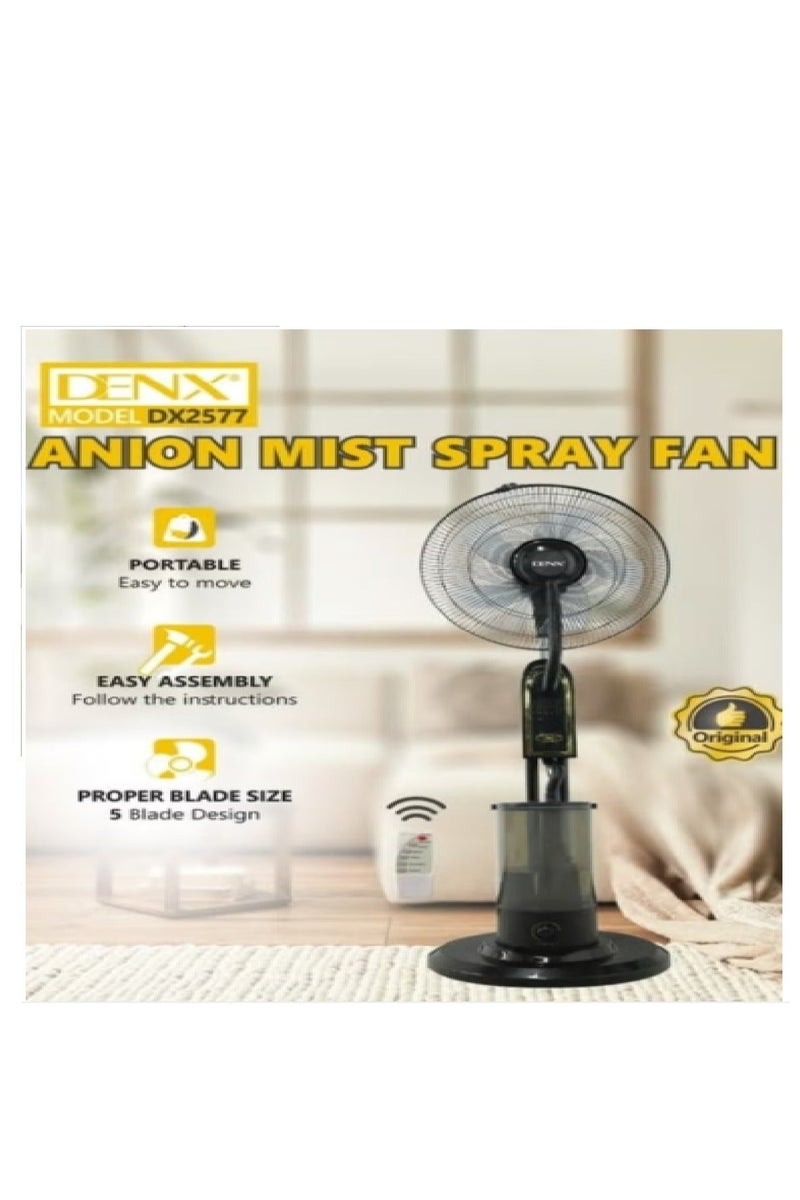 Denx Anion mist spray fan 75W,with 4L Water Tank and Remote Control, Adjustable Height Low Noise Mist Fan, 3 Speed ​​Fan - Image 2