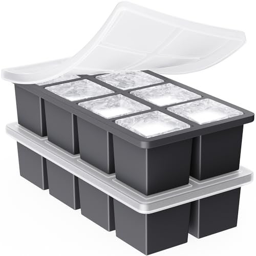 GGOW Large Ice Cube Trays for Whiskey: GGOW Big Silicone Ice Cube Trays 2Inch - Huge Square Ice Cubed Tray for Whisky and Cocktail - Image 1