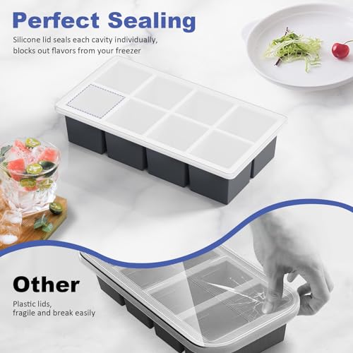 GGOW Large Ice Cube Trays for Whiskey: GGOW Big Silicone Ice Cube Trays 2Inch - Huge Square Ice Cubed Tray for Whisky and Cocktail - Image 3