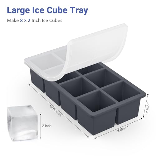 GGOW Large Ice Cube Trays for Whiskey: GGOW Big Silicone Ice Cube Trays 2Inch - Huge Square Ice Cubed Tray for Whisky and Cocktail - Image 4