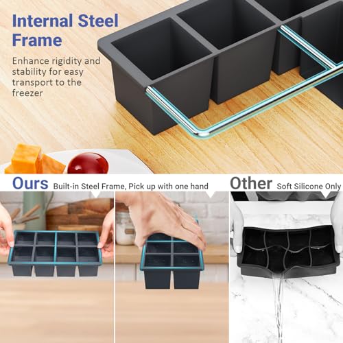 GGOW Large Ice Cube Trays for Whiskey: GGOW Big Silicone Ice Cube Trays 2Inch - Huge Square Ice Cubed Tray for Whisky and Cocktail - Image 5