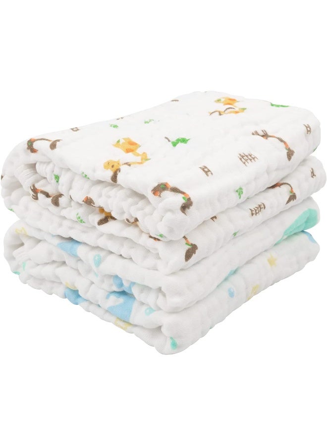 babygoal Baby Bath Towel 2 Pack, 100% Muslin Cotton Hooded Towel for Newborn,Toddler,Infant, Absorbent & Hypoallergenic Baby Gift for Boys Girls 35"x35" T0405 - Image 1