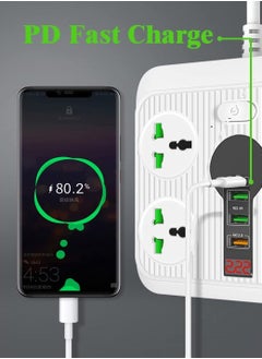 TYCOM Power Strip Surge Protector with USB Extension Cord Flat Plug with Widely 4 AC Outlet and 3 USB 1 PD LED Small Desktop Station with 6 feet Power Cord Compact Socket for Travel Home and Office.  - Image 4