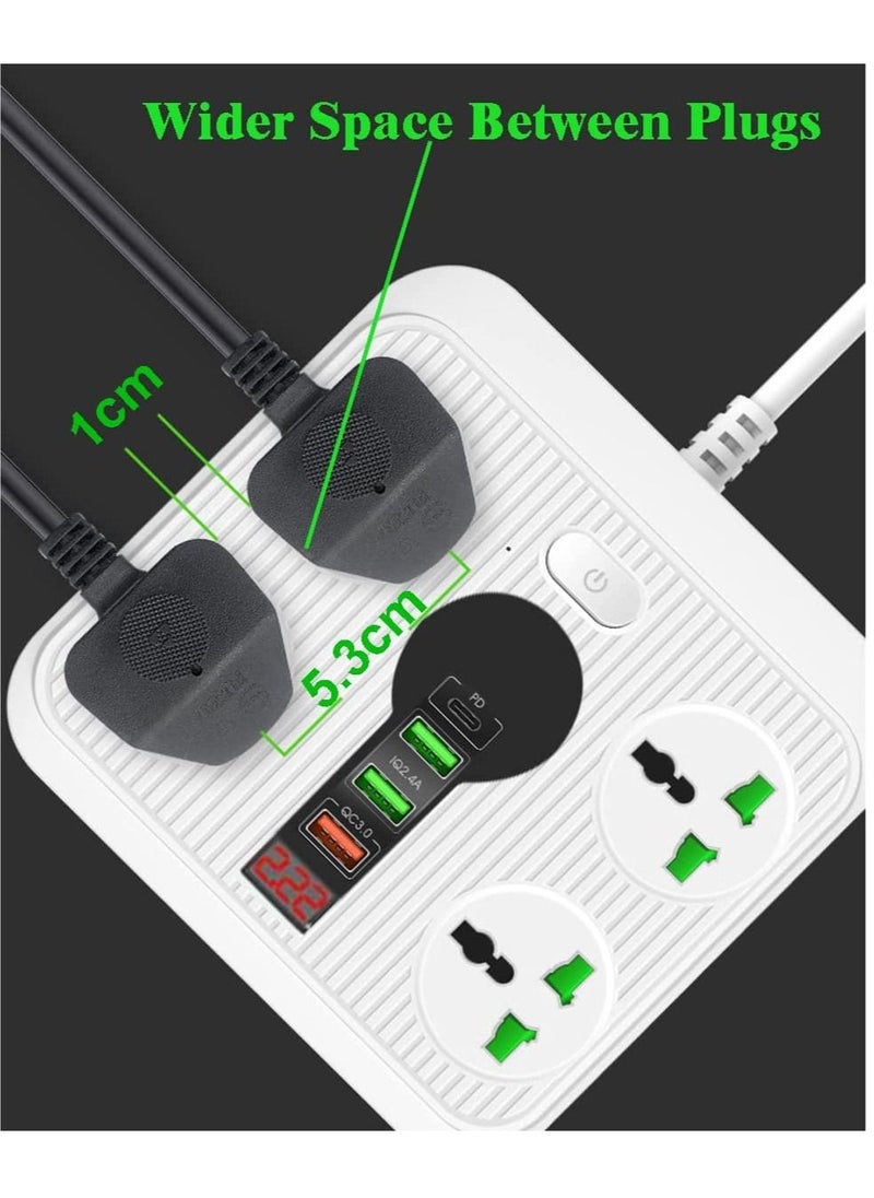 TYCOM - Power Strip Surge Protector with USB Extension Cord Flat Plug with Widely 4 AC Outlet and 3 USB 1 PD LED Small Desktop Station with 6 feet Power Cord Compact Socket for Travel Home and Office. - Image 1
