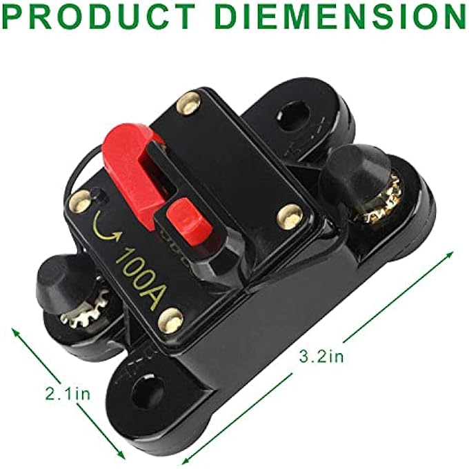 ريحني قاطع دائرة كهربائي بقوة 100 أمبير 1224 فولت تيار مستمر مع حامل فيوز مقاوم للماء لإعادة ضبط يدوي لصوت سيارات RV البحرية وحماية نظام الطاقة الشمسية المنزلي - Image 3