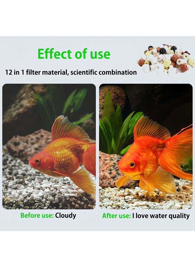 Neostyle 12in1 Aquarium Filter Media,420g Fish Tank Medium Aquarium Accessories Clear Water with Filter Net Bag for Fish and Turtle Tank  - Image 2