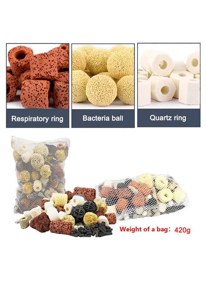 Neostyle 12in1 Aquarium Filter Media,420g Fish Tank Medium Aquarium Accessories Clear Water with Filter Net Bag for Fish and Turtle Tank  - Image 5