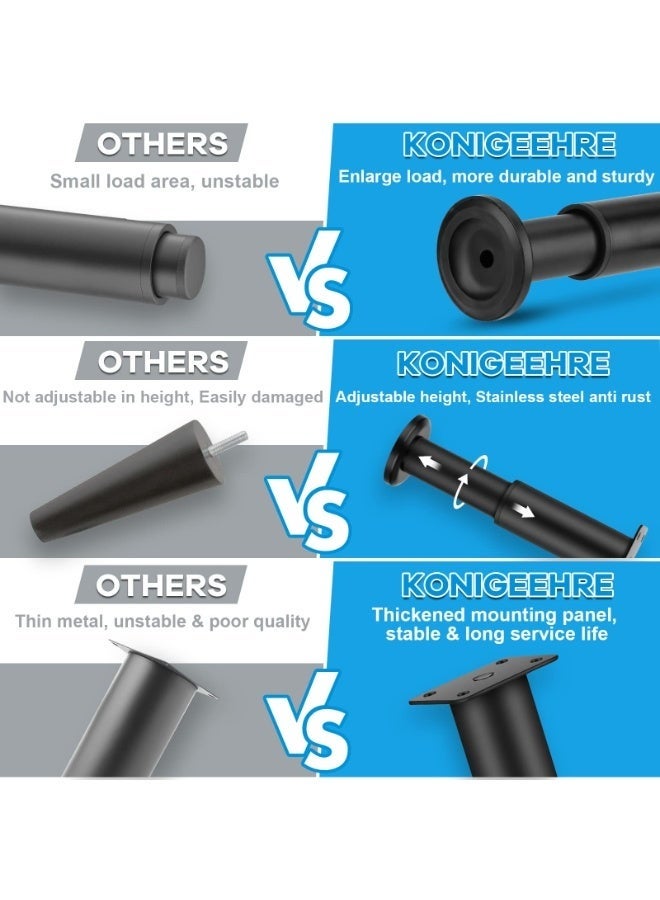 SHAOZHEN Upgraded Adjustable Metal Furniture Legs, Durable Cabinet Leg Accessories for Sofa/Bed/Desk/Sofa/Table/Chair/Dressing Table, 4-Piece Set Replacement Furniture Legs - Image 2