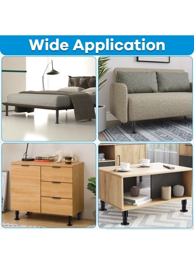 SHAOZHEN Upgraded Adjustable Metal Furniture Legs, Durable Cabinet Leg Accessories for Sofa/Bed/Desk/Sofa/Table/Chair/Dressing Table, 4-Piece Set Replacement Furniture Legs - Image 4