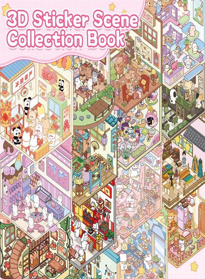 Nuesaurd 3D Sticker Scene Book 2 Packs Mini Scene Sticker Book with 16 Scenes 3D Scene Stickers for Adults Sticker Scenes Set for Creative Fun Miniature Scene Sticker Book for Travel Party Favors - Image 4