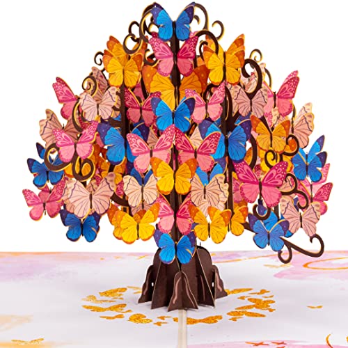 Paper Love Butterfly Tree 3D Pop Up Card, Gift for Birthday, Wedding, Anniversary, Mothers Day, Thank You, Get Well, All Occasion or Just Because - 5" x 7" Cover - Includes Envelope and Note Tag - Image 1