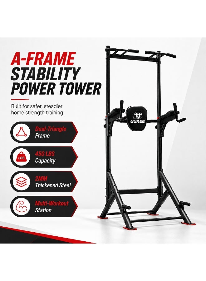 UUKEE Power Tower Pull Up Bar Dip Station for Home Gym Adjustable Strength Training Workout Equipment - Image 2
