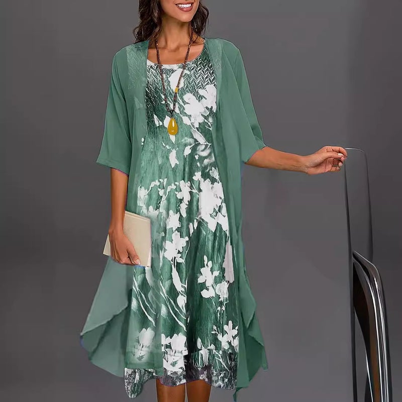 2022 Autumn And Summer Independent Station Printing Medium Long Sleeve Loose Multicolor Two-Piece Set - Image 1