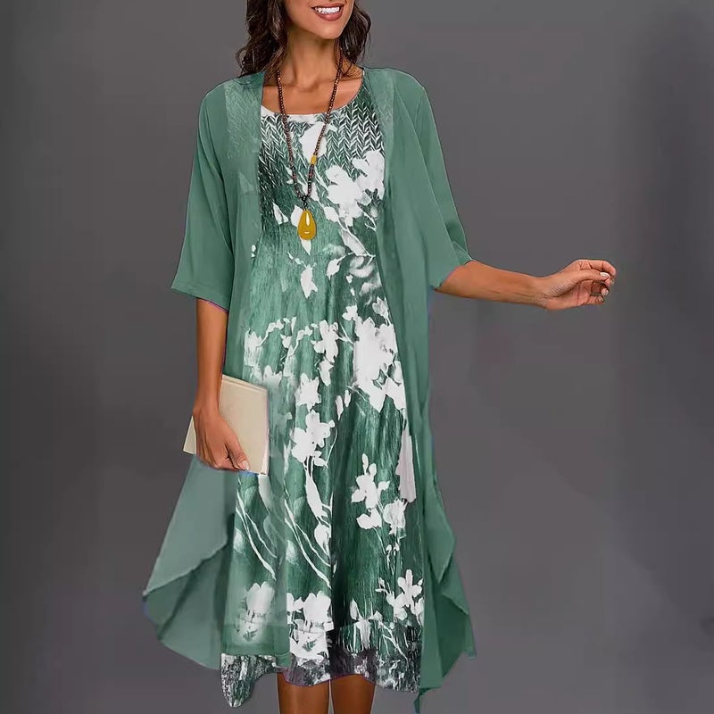 2022 Autumn And Summer Independent Station Printing Medium Long Sleeve Loose Multicolor Two-Piece Set - Image 3