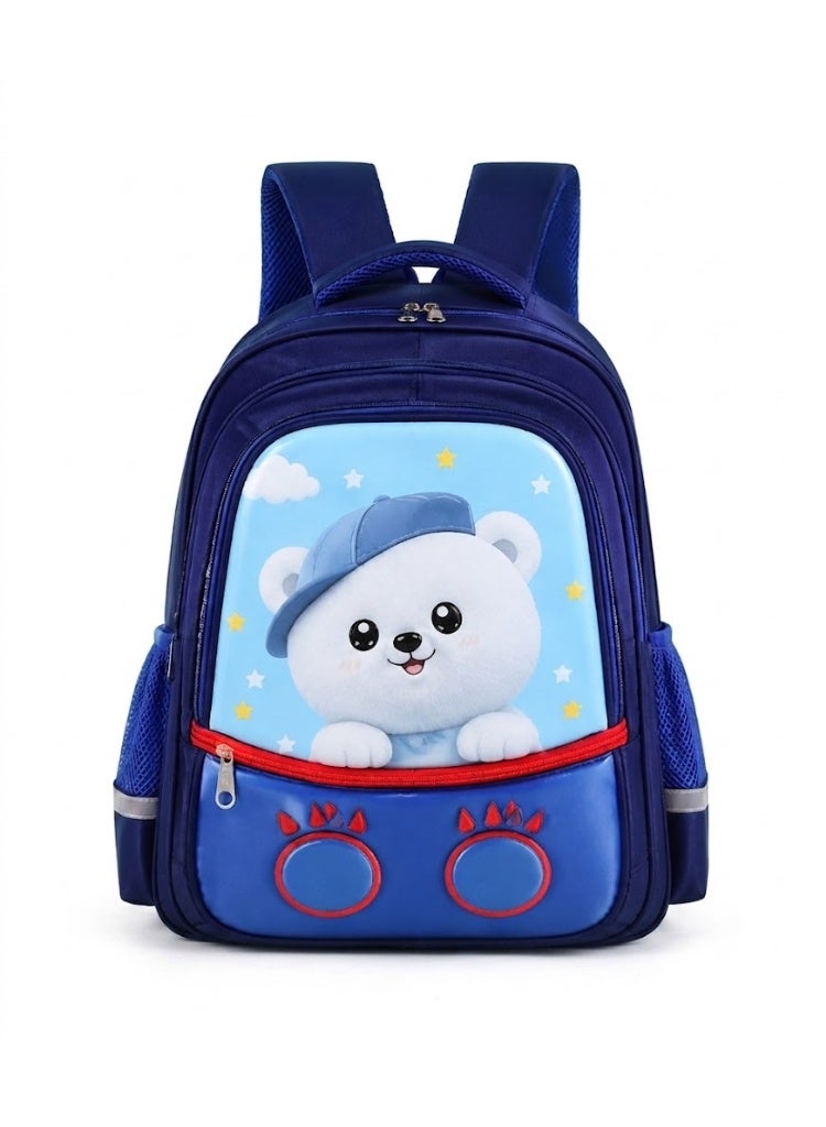 Blue buddy bear 14.5 Inch School Backpack Lightweight Water-Resistant Book bag with Multiple Compartments, Padded Shoulder Straps & Side Bottle Pocket, Durable Daily Travel Bag