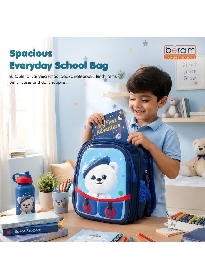 Blue buddy bear 14.5 Inch School Backpack Lightweight Water-Resistant Book bag with Multiple Compartments, Padded Shoulder Straps & Side Bottle Pocket, Durable Daily Travel Bag - Image 3