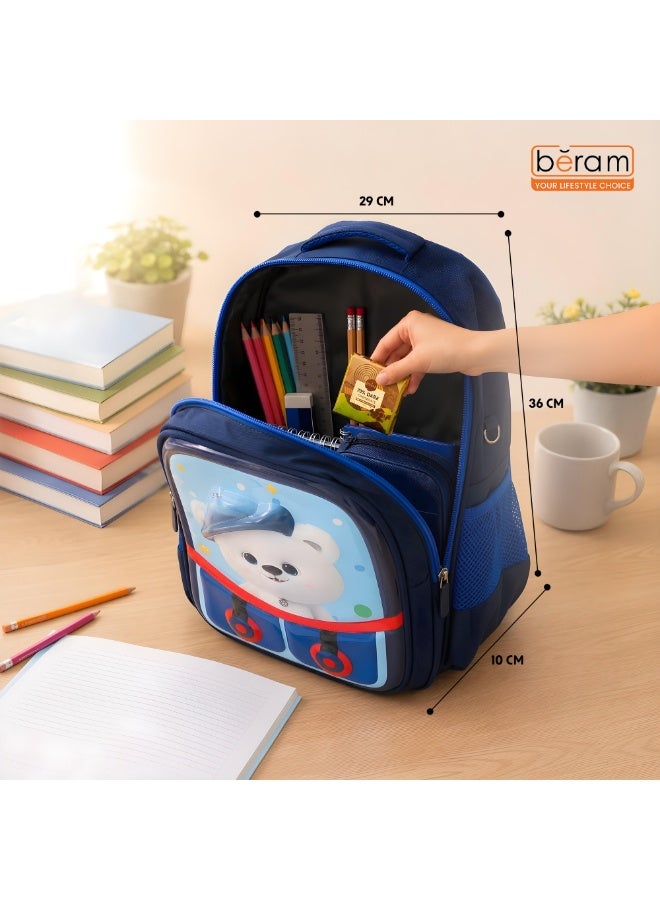 Blue buddy bear 14.5 Inch School Backpack Lightweight Water-Resistant Book bag with Multiple Compartments, Padded Shoulder Straps & Side Bottle Pocket, Durable Daily Travel Bag - Image 2