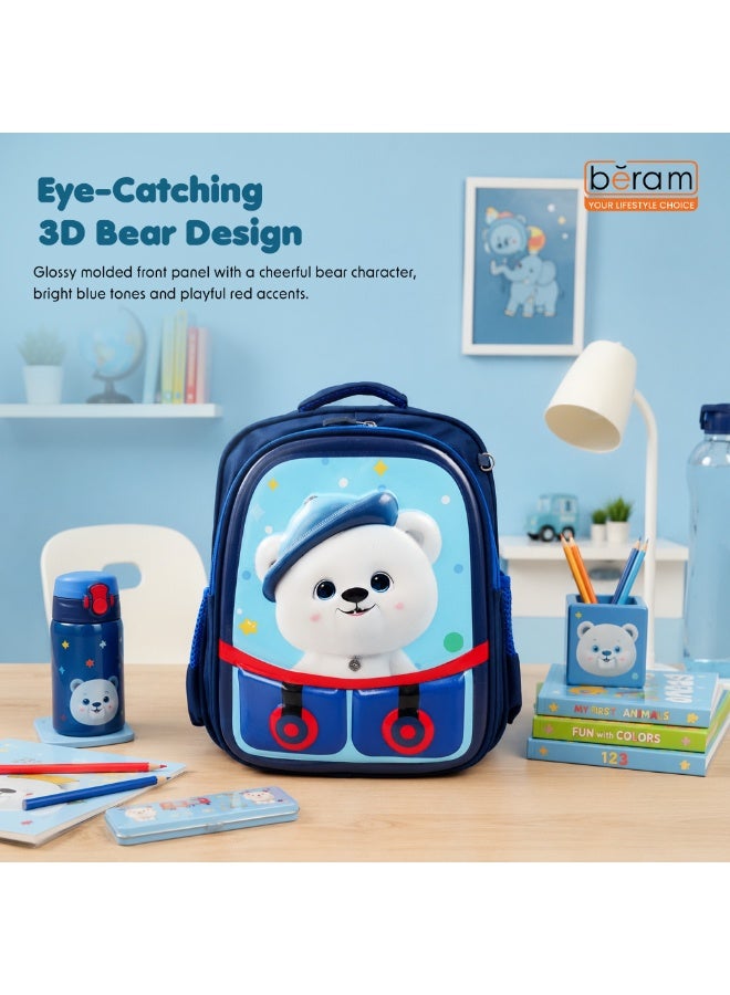 Blue buddy bear 14.5 Inch School Backpack Lightweight Water-Resistant Book bag with Multiple Compartments, Padded Shoulder Straps & Side Bottle Pocket, Durable Daily Travel Bag - Image 5