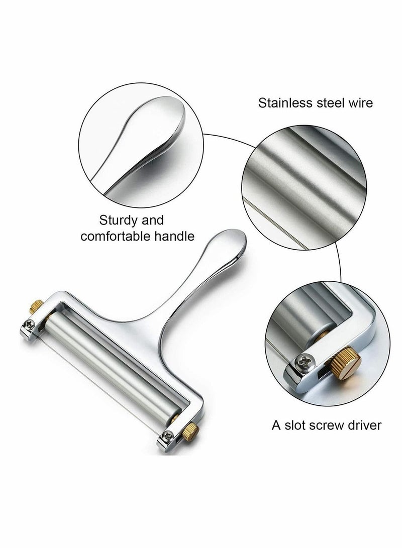 Excefore 3 قطع قاطع جبنة قابل للتعديل بسماكة سلك الفولاذ المقاوم للصدأ مع أداة مسطحة للجبن للأجبان الطرية وشبه الصلبة أداة مطبخ لطهي المطبخ - Image 2