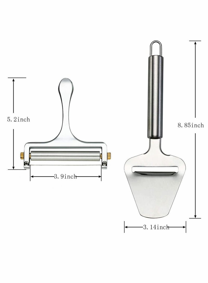 Excefore 3 قطع قاطع جبنة قابل للتعديل بسماكة سلك الفولاذ المقاوم للصدأ مع أداة مسطحة للجبن للأجبان الطرية وشبه الصلبة أداة مطبخ لطهي المطبخ - Image 3
