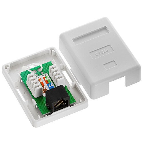 Cmple - 1 Port Cat5e Surface Mount Box, RJ45 Cat5 Single Port Surface Mount Box for Ethernet Cables, Screws and Double- - Image 3