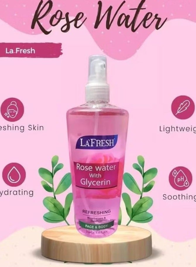 LA FRESH Rose Water With Glycerin Face And Body 250 ml - Image 2