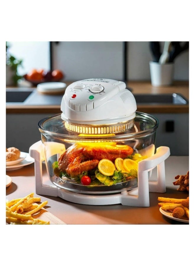 12L Glass Air Fryer with Transparent Basket, Large Capacity Mechanical Dial Air Fryer - 7-in-1 Multi-Function for Healthy Frying, Baking, Grilling - Adjustable Temp/Time for Steak, Shrimp, Chicken Wings (Family Size)