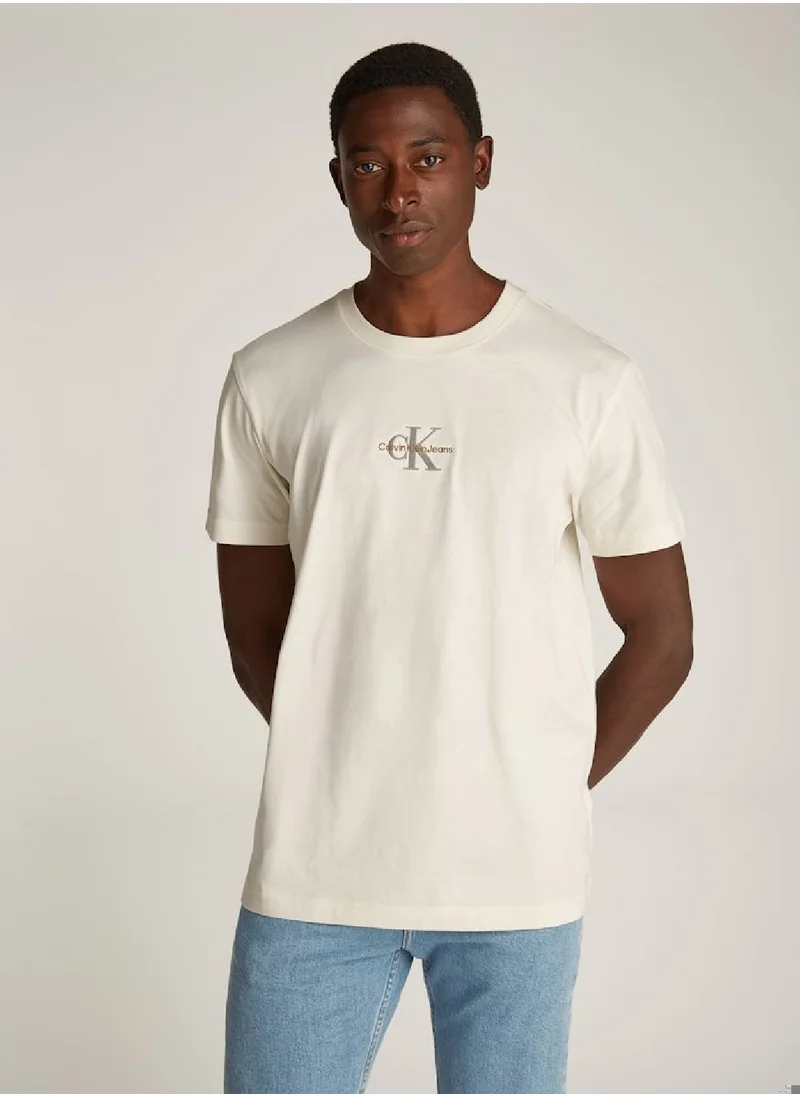 Calvin Klein Jeans Men's Monogram T-Shirt - Cotton, White