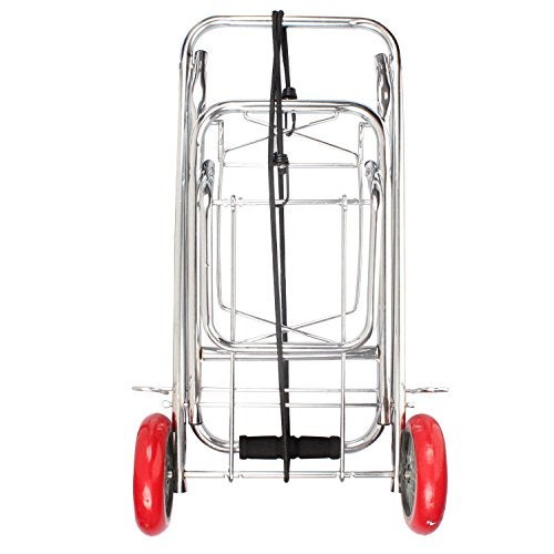 4tens 2 Wheel Portable Luggage Hand Cart Trolley Heavy Duty Stainless Steel Folding Trolley Travel Handheld Luggage Trolley Carrier Cart Luggage Hand Cart Trolley for Home Office Shopping Supermarket Grocery Cart - Image 4