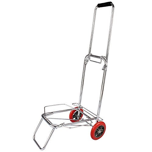 4tens 2 Wheel Portable Luggage Hand Cart Trolley Heavy Duty Stainless Steel Folding Trolley Travel Handheld Luggage Trolley Carrier Cart Luggage Hand Cart Trolley for Home Office Shopping Supermarket Grocery Cart - Image 2