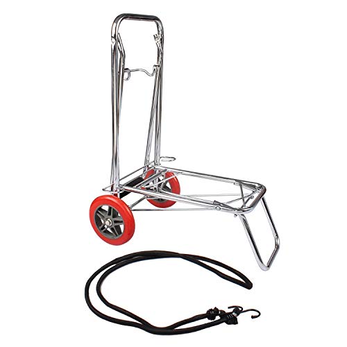 4tens 2 Wheel Portable Luggage Hand Cart Trolley Heavy Duty Stainless Steel Folding Trolley Travel Handheld Luggage Trolley Carrier Cart Luggage Hand Cart Trolley for Home Office Shopping Supermarket Grocery Cart - Image 1