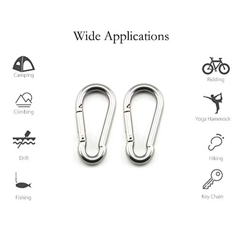 Lind Kitchen 2-Pack M6 Ceiling & Wall Mount Hanging Hardware Fitting Set 304 Stainless Steel Heavy Duty Oval Pad Eye Hook Plate + Snap Hook for Yoga Hammock Swing Marine Boat Accessories - Image 4