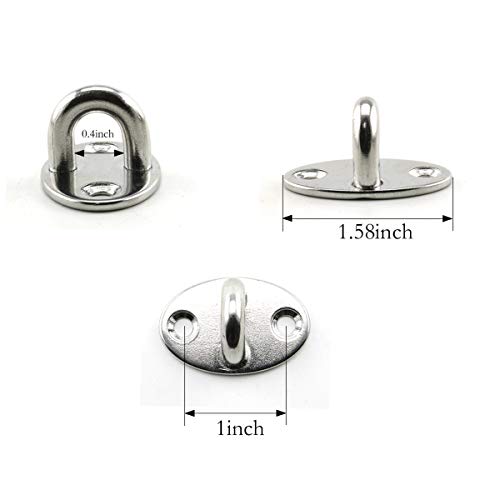 Lind Kitchen 2-Pack M6 Ceiling & Wall Mount Hanging Hardware Fitting Set 304 Stainless Steel Heavy Duty Oval Pad Eye Hook Plate + Snap Hook for Yoga Hammock Swing Marine Boat Accessories - Image 5