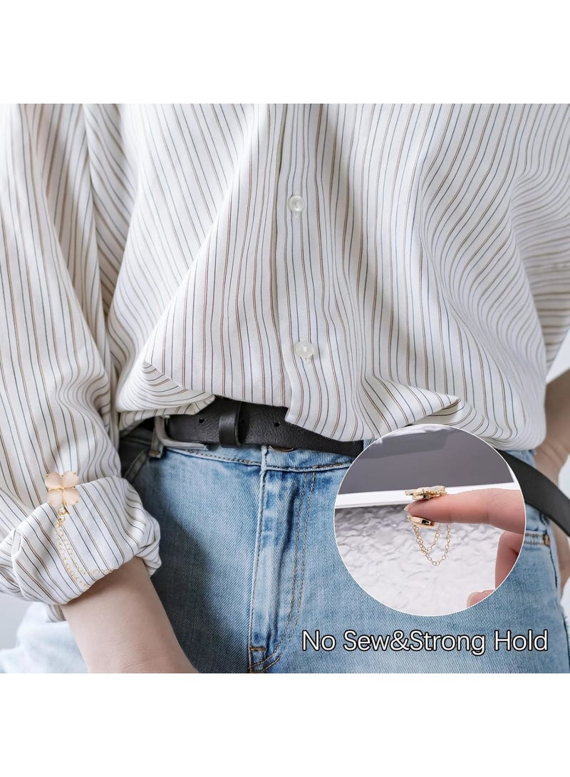 SYOSI Magnetic Clothing Clips, Multi-Function Shirt Clips with Decorative Chain for Women, Fabric Pins and Shortening Adjusters for Sleeves T-Shirt Hems Collars and Pants, 8 Pack Elegant Design - Image 3