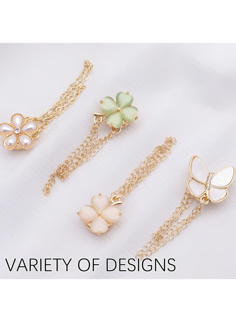 SYOSI Magnetic Clothing Clips, Multi-Function Shirt Clips with Decorative Chain for Women, Fabric Pins and Shortening Adjusters for Sleeves T-Shirt Hems Collars and Pants, 8 Pack Elegant Design - Image 2