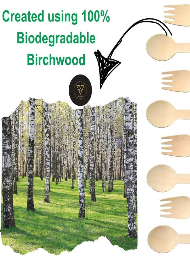 VELEXE Disposable Wooden Spoons | Size: 110 MM (11 CM) | Pack of 200 | Wooden Dining Flatware | Ideal for Wedding, Birthday Parties & Travelling | Biodegradable & Sustainable - Image 3