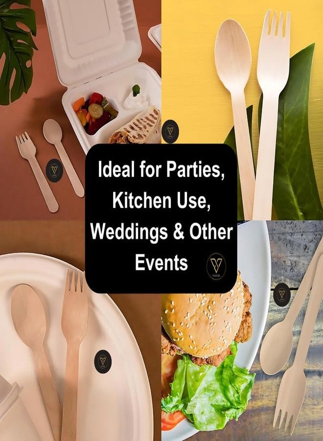 VELEXE Disposable Wooden Spoons | Size: 110 MM (11 CM) | Pack of 200 | Wooden Dining Flatware | Ideal for Wedding, Birthday Parties & Travelling | Biodegradable & Sustainable - Image 4