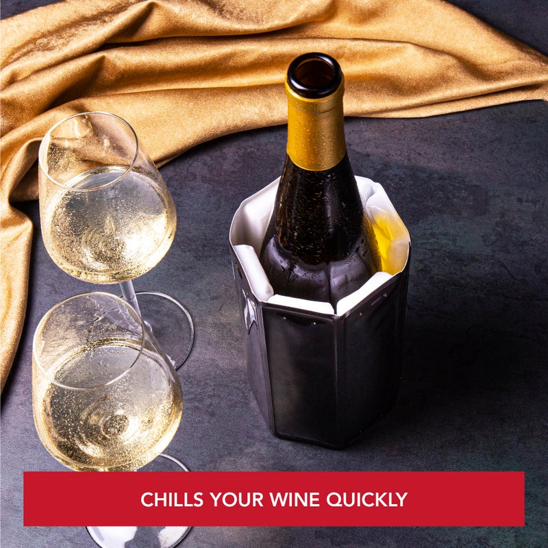 Vacu Vin مبرد النبيذ النشط من فاكيو فين - مبرد زجاجة النبيذ القابل لإعادة الاستخدام والمرن - أسود - غلاف مبرد النبيذ للزجاجات ذات الحجم القياسي - مبرد زجاجة النبيذ المعزول للحفاظ على برودة النبيذ - Image 2