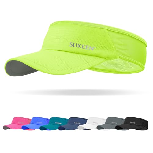 Sukeen Sports Sun Visor Men Women Lightweight Packable Cooling Stretchy Visor Hat for Running, Tennis, Golf Fluorescent Yellow - Image 1